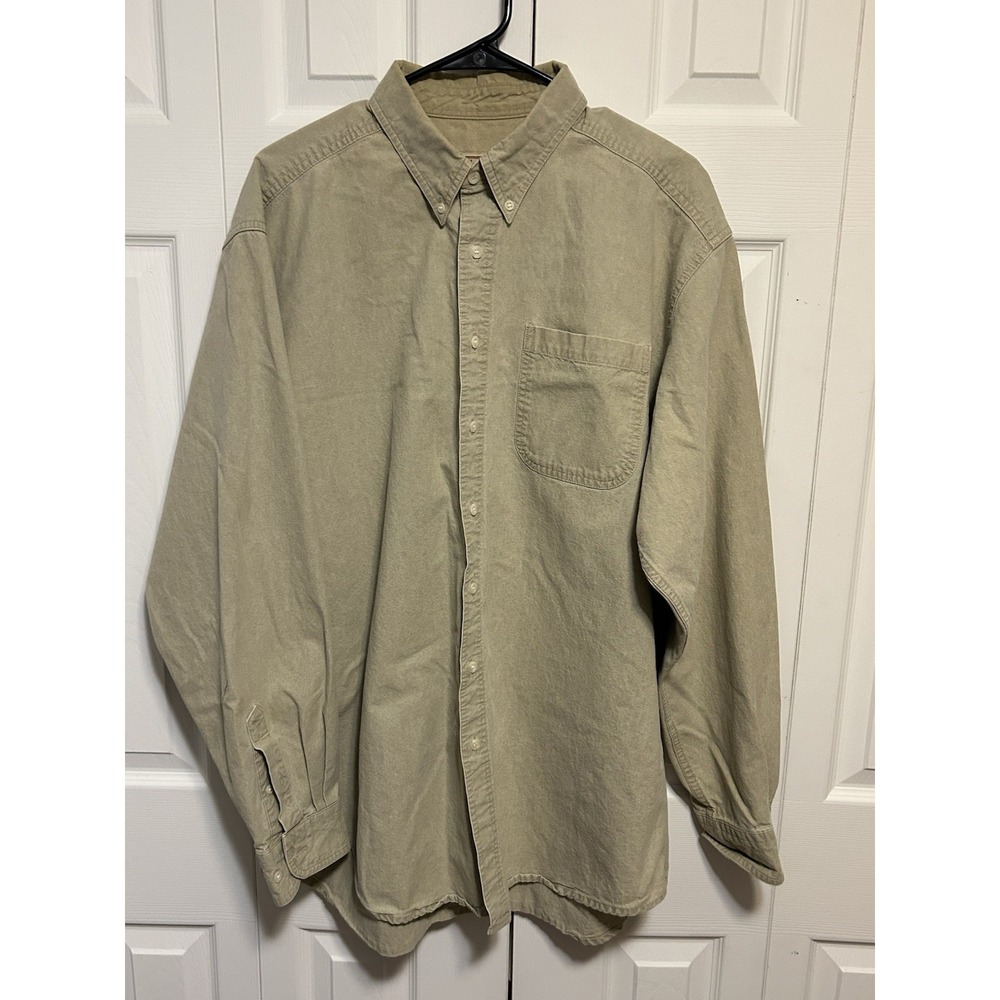 Woolrich Vintage Original Outdoorwear Long Sleeve Canvas Shirt Khaki XL Tall